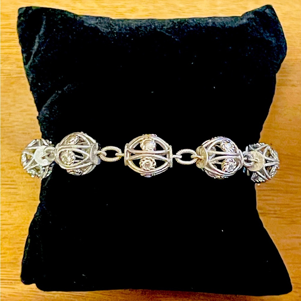 NWOT Judith Ripka Sterling Collection Cage Bead Bracelet with Diamonique Accents
